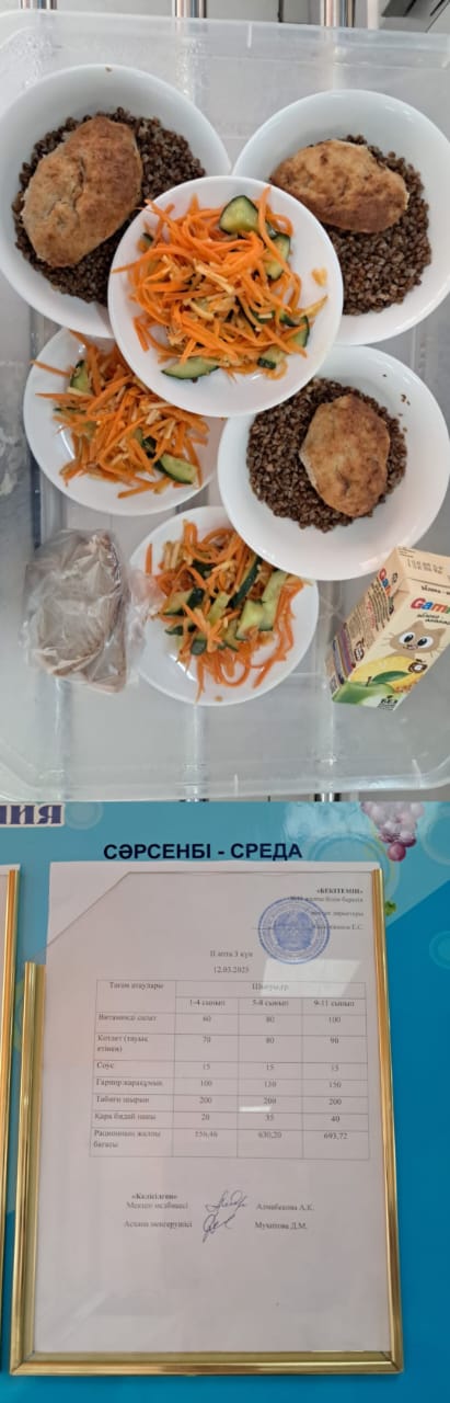 1 күндік ас мәзірі II апта 2 күн