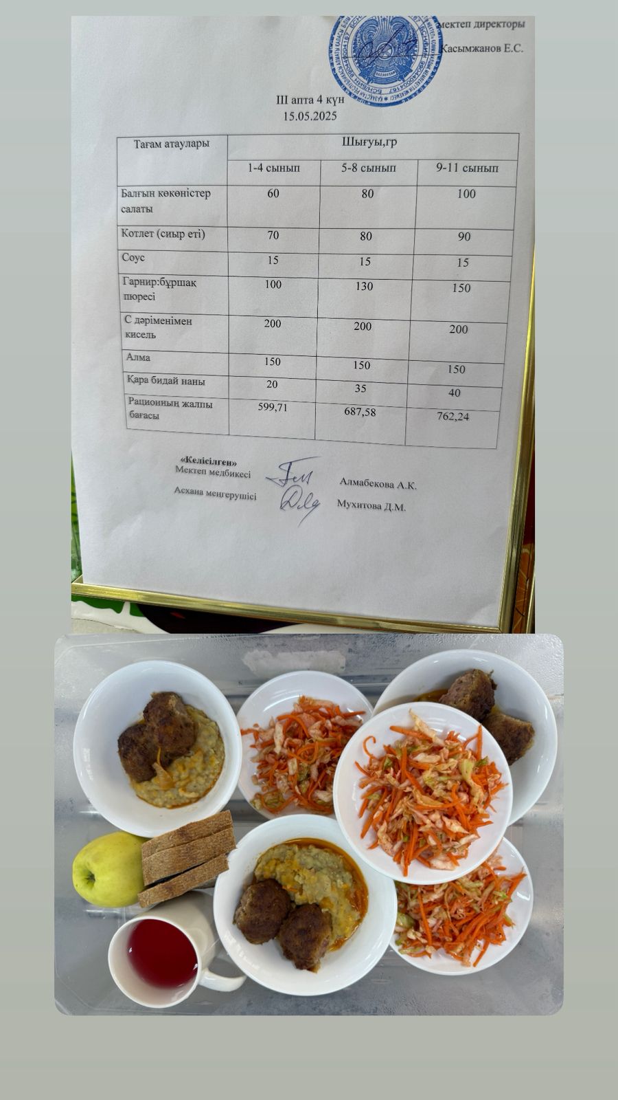 1 күндік ас мәзрі III апта 4 күн