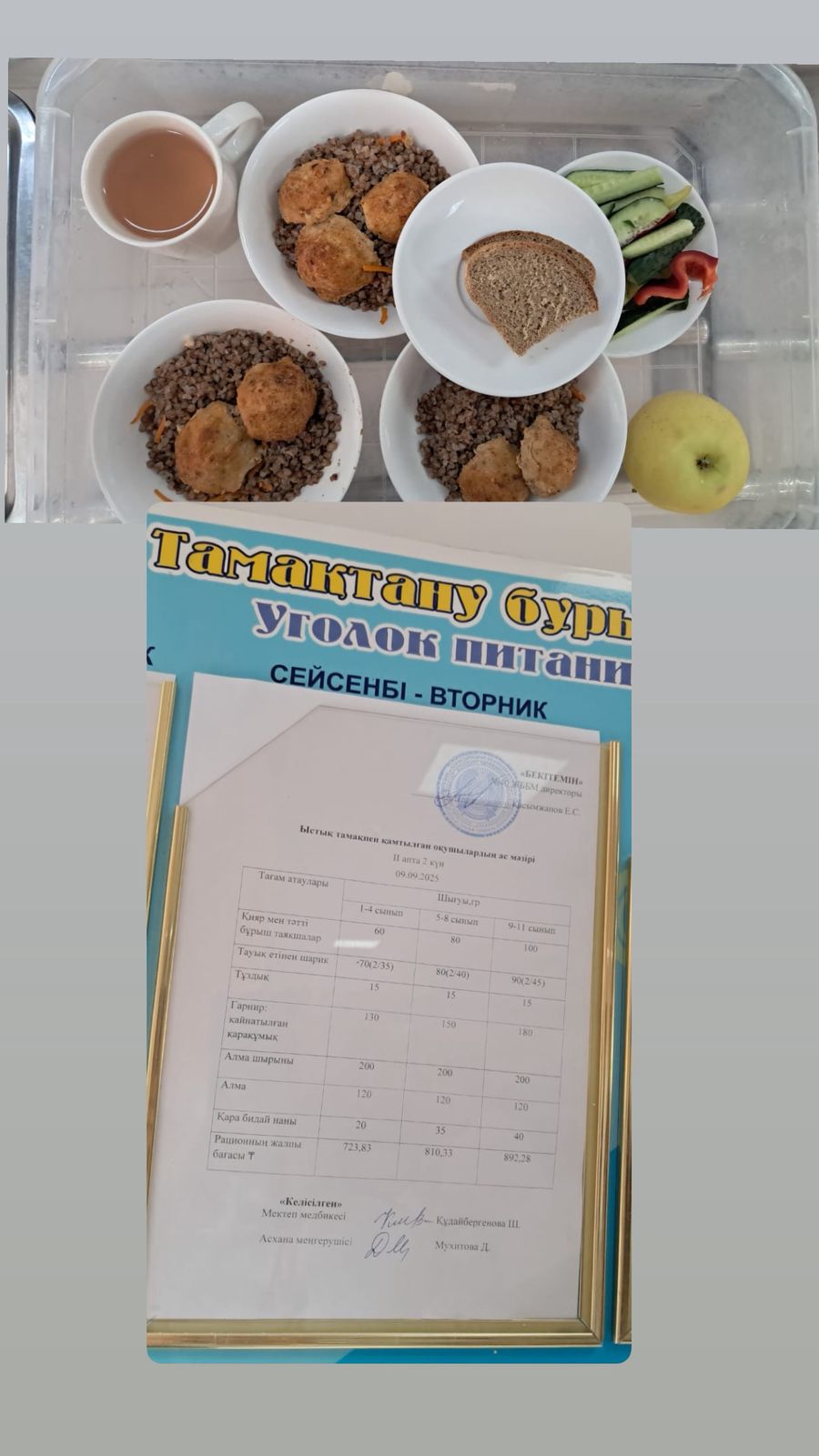 1 күндік ас мәзірі 2 апта 2 күн