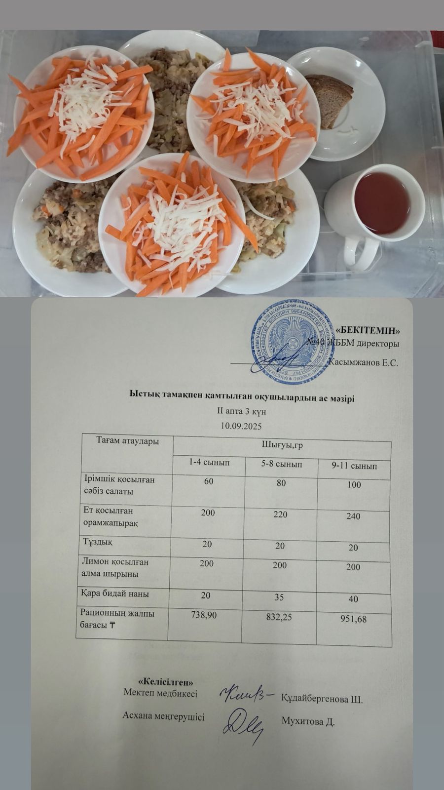 1күндік ас мәзірі 2 апта 3 күн