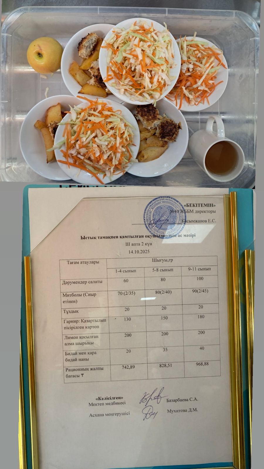 1 күндік ас мәзірі 3 апта 2 күн