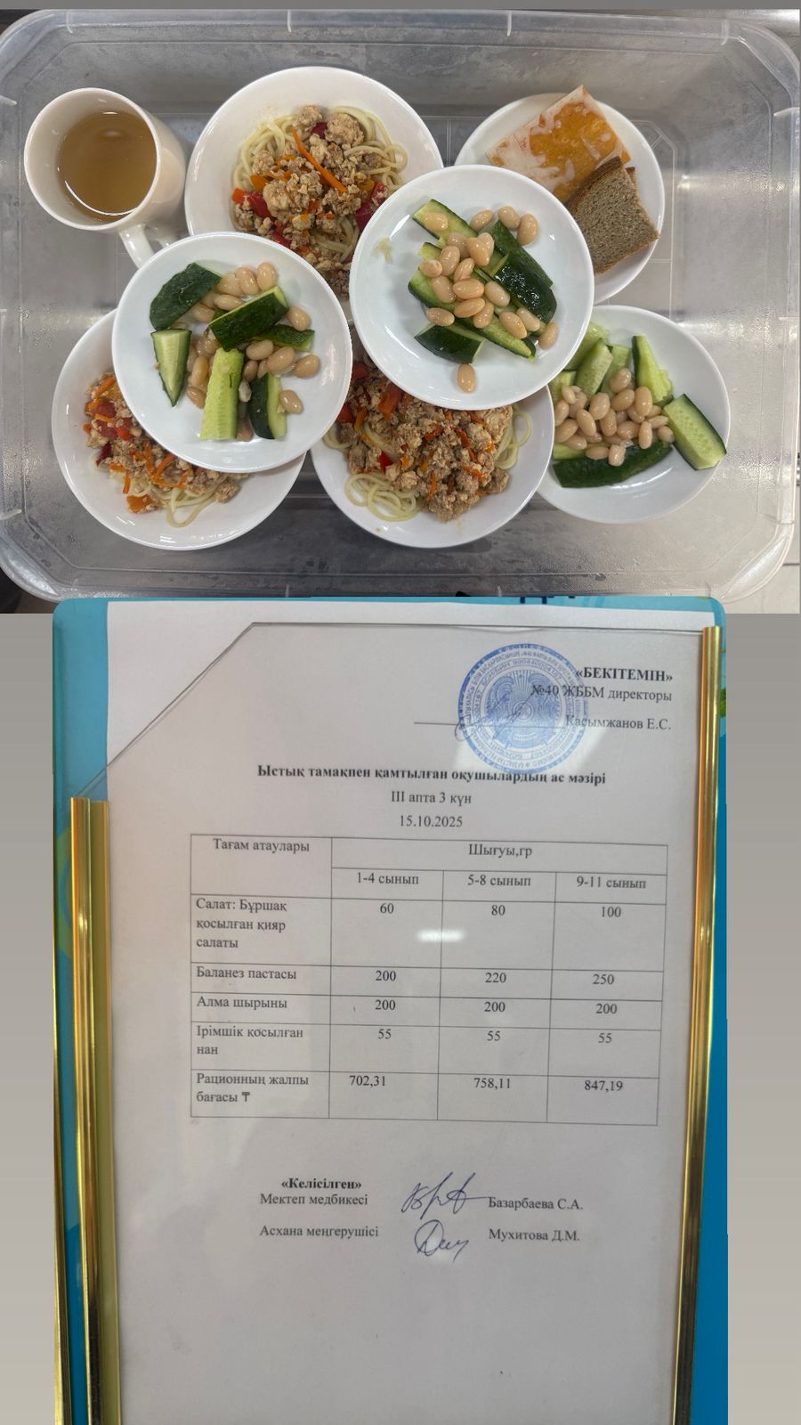 1 күндік ас мәзірі 3 апта 3 күн