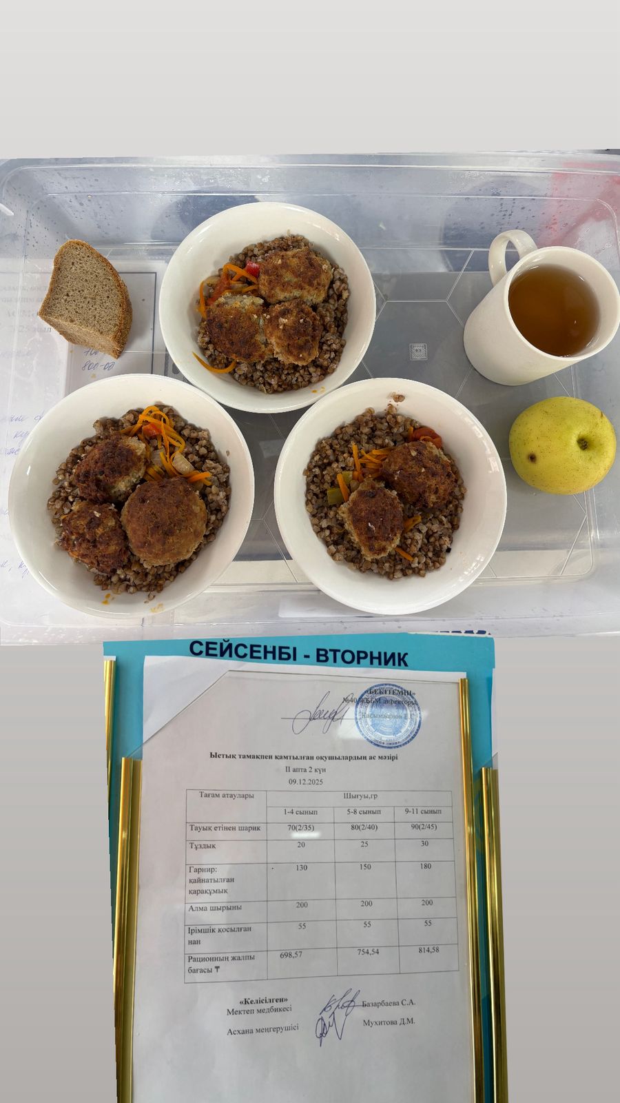 1 күндік ас мәзірі 2 апта 2 күн