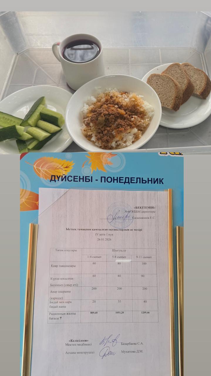 1күндік ас мәзірі IV  апта 2 күн