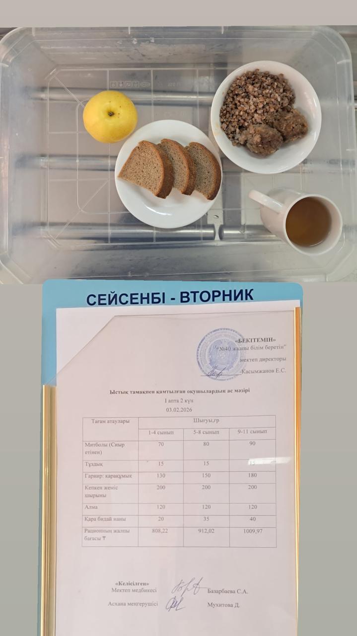 1 күндік ас мәзірі 1 апта 2 күн