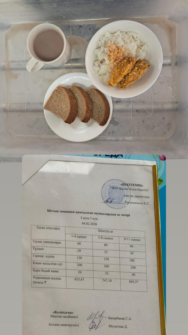 1 күндік ас мәзірі 1 апта 3 күн
