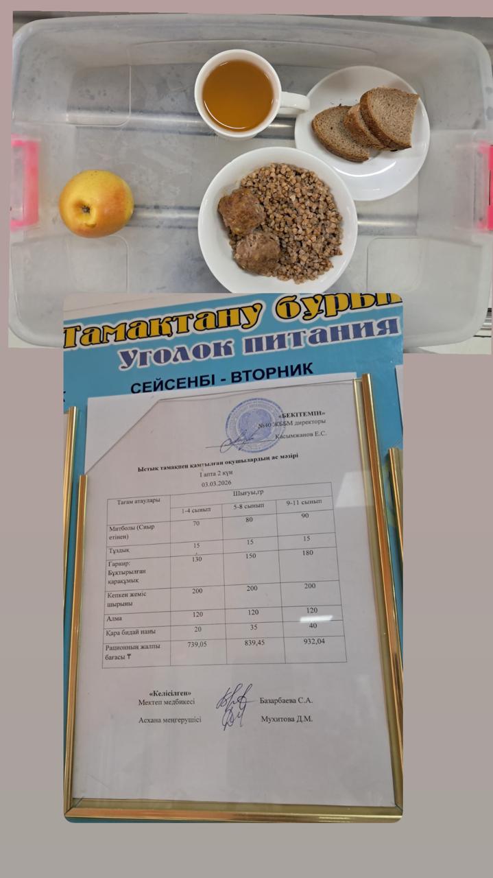 1 күндік ас мәзірі 1 апта 2 күн