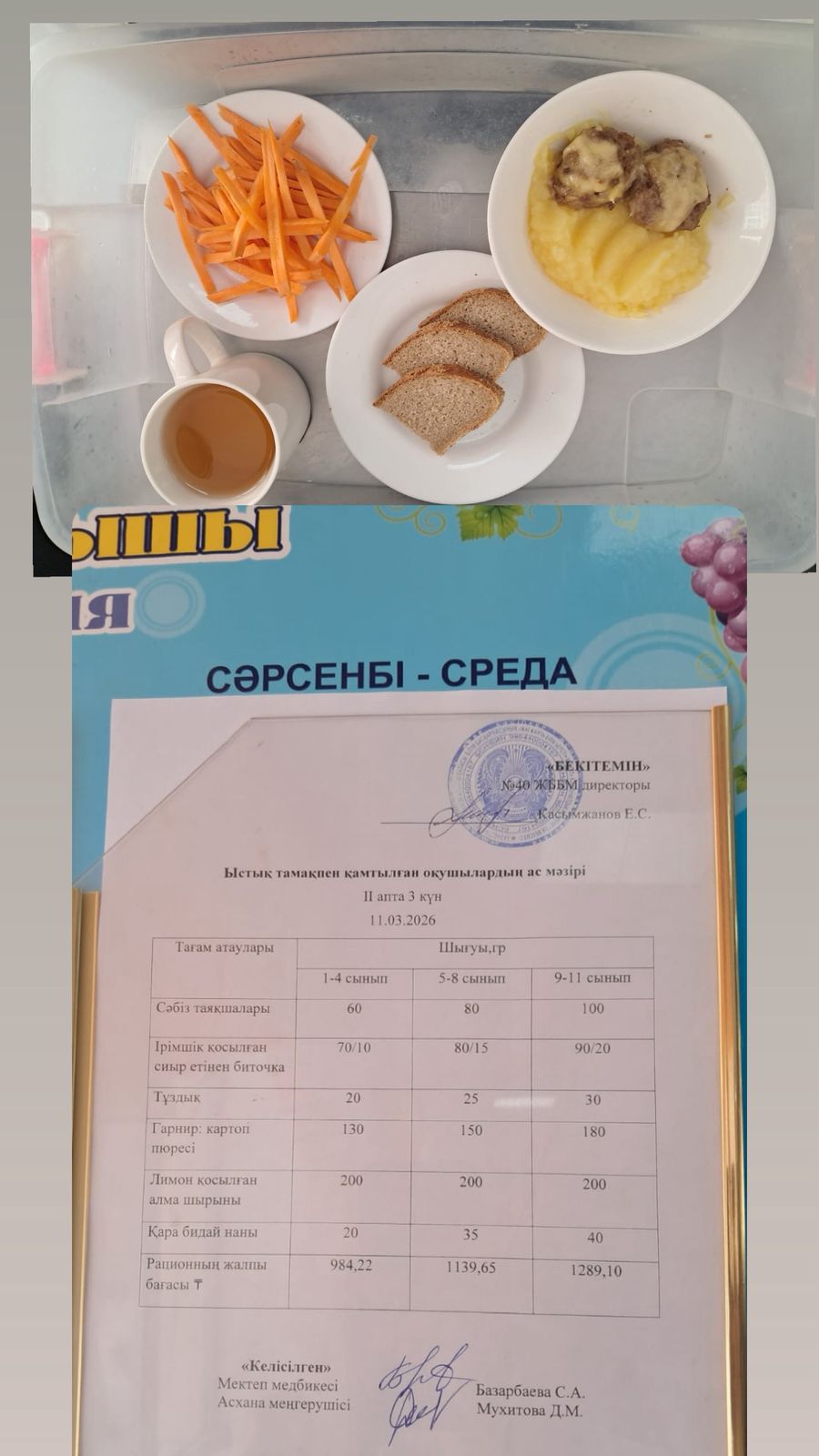 1 күндік ас мәзірі 2 апта 3 күн