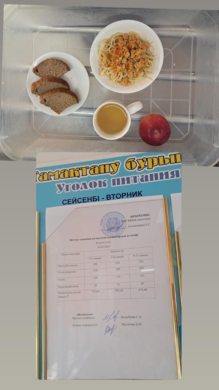 1 күндік ас мәзірі 2 апта 2 күн
