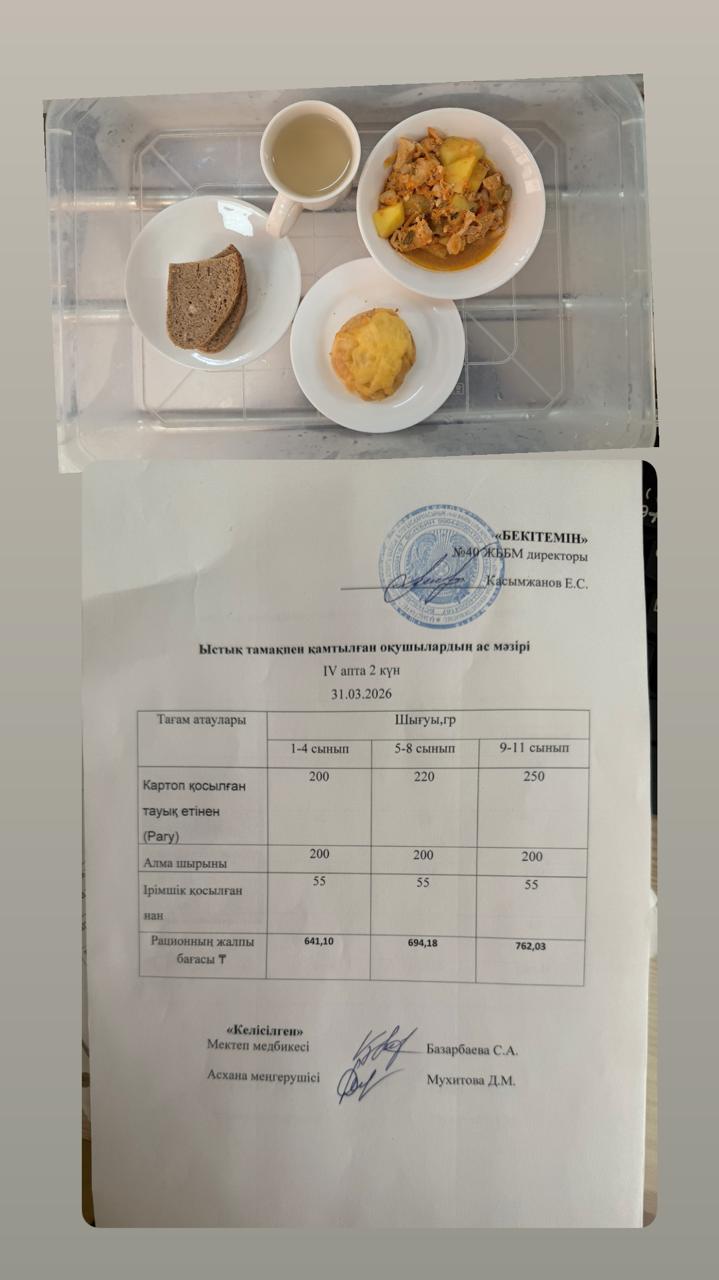 1 күндік ас мәзірі 4 апта 2 күн